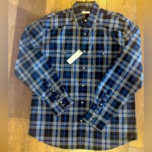 SLATE NWT BLUE PLAID MEN’S LS DOME SNAP SHIRT